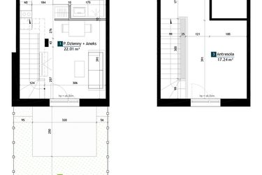Rzut - Mieszkanie na sprzedaż 1 pokój o powierzchni 42,86 m² - numer AB0003 w Viva Cité 2