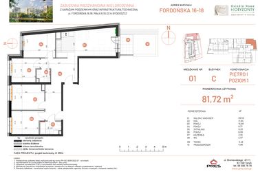 Rzut - Mieszkanie na sprzedaż 2 pokoje o powierzchni 81,72 m² - numer 18.1 w Osiedle Nowe Horyzonty etap II