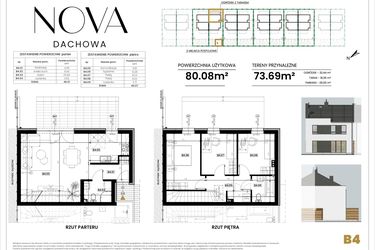 Rzut - Dom na sprzedaż 4 pokoje o powierzchni 80,08 m² - numer B4 w Nova Dachowa II