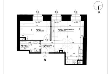 Rzut - Mieszkanie na sprzedaż 2 pokoje o powierzchni 41,02 m² - numer 8 w Święty Marcin 65