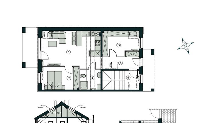 Rzut - Mieszkanie na sprzedaż 3 pokoje o powierzchni 54,93 m² - numer X2 w Aleja Wiśniowa Pogórze