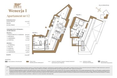 Rzut - Mieszkanie na sprzedaż 2 pokoje o powierzchni 113,45 m² - numer 12 w Wenecja 1
