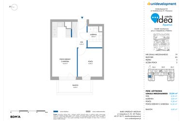 Rzut - Mieszkanie na sprzedaż 2 pokoje o powierzchni 33,84 m² - numer 6A/19 w Osiedle Idea Aquarius