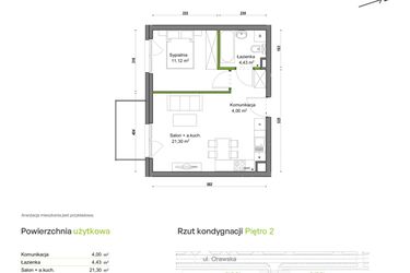 Rzut - Mieszkanie na sprzedaż 2 pokoje o powierzchni 40,85 m² - numer E2/E/07 w Orawska Vita