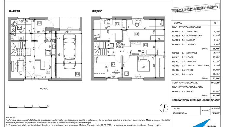 Rzut - Dom na sprzedaż 5 pokoi o powierzchni 121,31 m² - numer I2 w Majewska Domy