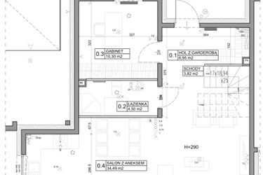 Rzut - Dom na sprzedaż 5 pokoi o powierzchni 121,57 m² - numer 1 w Miasto Ogród 4