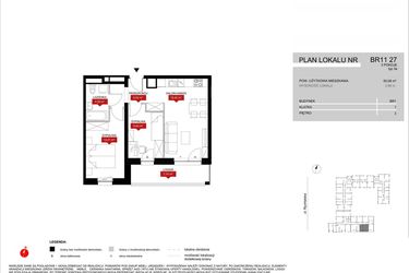 Rzut - Mieszkanie na sprzedaż 3 pokoje o powierzchni 50,04 m² - numer BR11/27 w Browary Wrocławskie 2