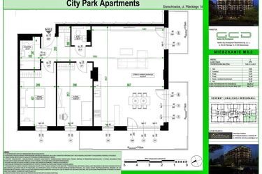 Rzut - Mieszkanie na sprzedaż 3 pokoje o powierzchni 86,35 m² - numer 6.2. w City Park Apartments