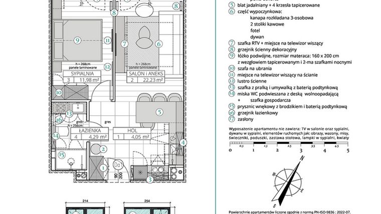 Rzut - Mieszkanie na sprzedaż 2 pokoje o powierzchni 42,55 m² - numer A.3.15 w Remedium