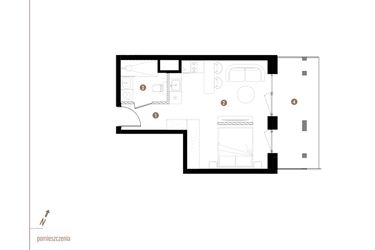 Rzut - Mieszkanie na sprzedaż 1 pokój o powierzchni 29,76 m² - numer A2.0.13 w Apartamenty Grundmanna