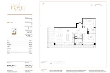 Rzut - Mieszkanie na sprzedaż 3 pokoje o powierzchni 96,78 m² - numer G_11 w Warmiński Port etap V