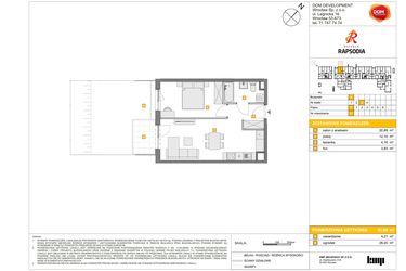 Rzut - Mieszkanie na sprzedaż 2 pokoje o powierzchni 41,08 m² - numer A.67 w Osiedle Rapsodia