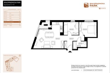 Rzut - Mieszkanie na sprzedaż 3 pokoje o powierzchni 60,9 m² - numer 1.12 w Białoprądnicka Park