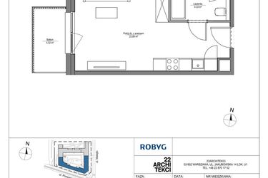 Rzut - Mieszkanie na sprzedaż 1 pokój o powierzchni 28,22 m² - numer LH/LHA/D/6/4 w Lira House