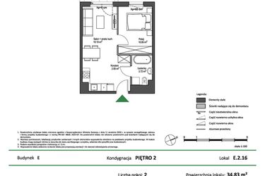 Rzut - Mieszkanie na sprzedaż 2 pokoje o powierzchni 34,83 m² - numer E.2.16 w Nowy Świat Ostoja etap II - EFG