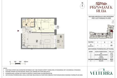 Rzut - Mieszkanie na sprzedaż 2 pokoje o powierzchni 36,91 m² - numer 60 w Przystanek Ruda