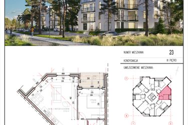 Rzut - Mieszkanie na sprzedaż 2 pokoje o powierzchni 42,89 m² - numer 23 w Grasera 12