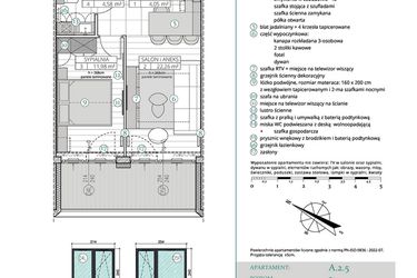 Rzut - Mieszkanie na sprzedaż 2 pokoje o powierzchni 42,87 m² - numer A.2.5 w Remedium