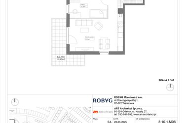 Rzut - Mieszkanie na sprzedaż 1 pokój o powierzchni 60,62 m² - numer 3.10.1M06 w Szumilas etap III