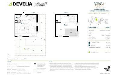 Rzut - Mieszkanie na sprzedaż 1 pokój o powierzchni 61,67 m² - numer AB0002 w Viva Cité 2