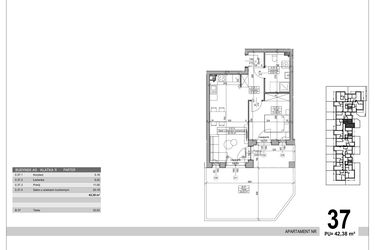 Rzut - Mieszkanie na sprzedaż 2 pokoje o powierzchni 42,38 m² - numer A.9.M.37 w Sobola Biel A9
