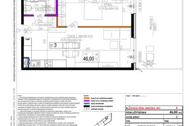 Rzut - Mieszkanie na sprzedaż 2 pokoje o powierzchni 46 m² - numer 3 w Strumykowa