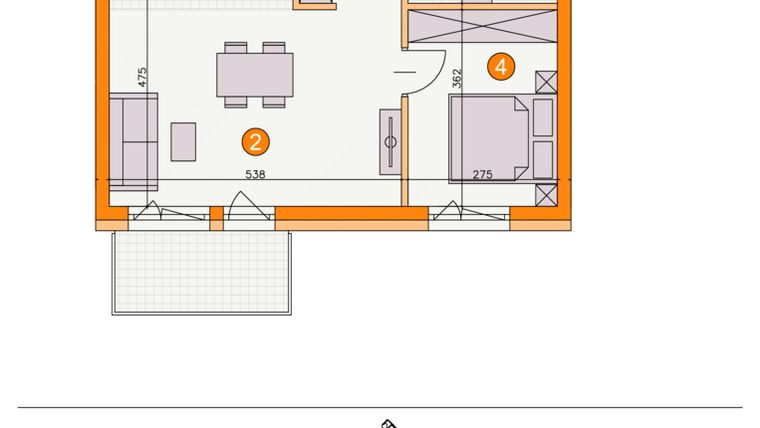 Rzut - Mieszkanie na sprzedaż 2 pokoje o powierzchni 40,28 m² - numer BI/C20 w Osiedle Bocianie Gniazdo 2