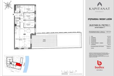 Rzut - Mieszkanie na sprzedaż 4 pokoje o powierzchni 103,16 m² - numer 7.B w Kapitanat Apartamenty