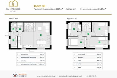 Rzut - Dom na sprzedaż 4 pokoje o powierzchni 89,57 m² - numer 18 w Szczodre Domy