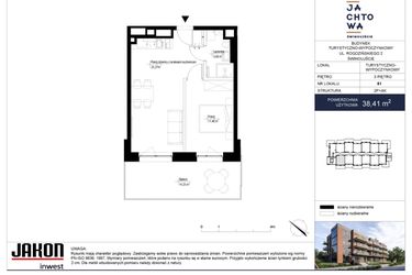 Rzut - Mieszkanie na sprzedaż 2 pokoje o powierzchni 38,71 m² - numer 51 w Jachtowa