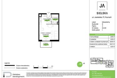 Rzut - Mieszkanie na sprzedaż 1 pokój o powierzchni 30,67 m² - numer B.4.32 w JA_SIELSKA V