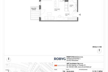Rzut - Mieszkanie na sprzedaż 1 pokój o powierzchni 29,17 m² - numer 3.10.1M04 w Szumilas etap III