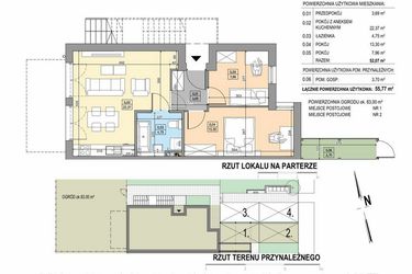 Rzut - Mieszkanie na sprzedaż 3 pokoje o powierzchni 55,77 m² - numer B19-P-A w Osiedle Bakaliowe