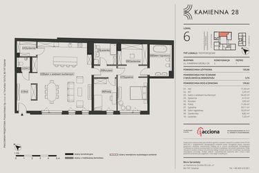 Rzut - Mieszkanie na sprzedaż 3 pokoje o powierzchni 141,63 m² - numer 28.6 w Kamienna 28