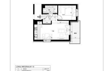 Rzut - Mieszkanie na sprzedaż 2 pokoje o powierzchni 42,18 m² - numer C1.10 w Centralna 51C