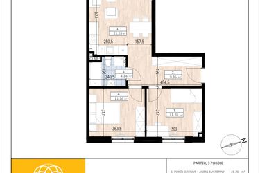 Rzut - Mieszkanie na sprzedaż 3 pokoje o powierzchni 57,6 m² - numer A3/0/1 w ACCANTO