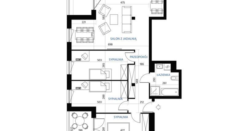 Rzut - Mieszkanie na sprzedaż 4 pokoje o powierzchni 99,18 m² - numer 2.29 w Osiedle Paryskie