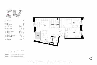 Rzut - Mieszkanie na sprzedaż 3 pokoje o powierzchni 81,71 m² - numer 40 w Solna 6