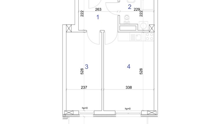 Rzut - Mieszkanie na sprzedaż 2 pokoje o powierzchni 40,55 m² - numer 6A.79 w Mierzeja Wiślana etap IV