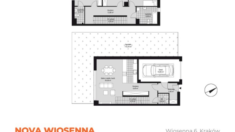 Rzut - Dom na sprzedaż 4 pokoje o powierzchni 125,08 m² - numer D5 - B w Nova Wiosenna