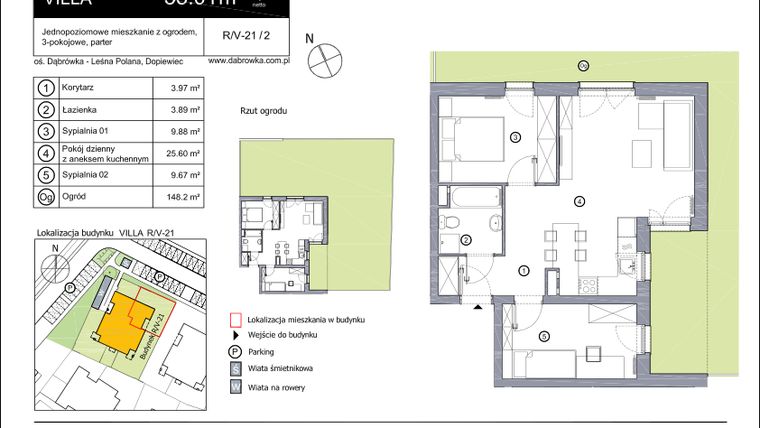Rzut - Mieszkanie na sprzedaż 3 pokoje o powierzchni 53,01 m² - numer R_V-21_2 w os. Dąbrówka – Leśna Polana