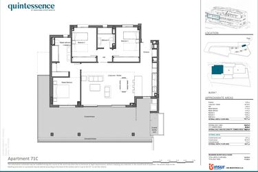 Rzut - Mieszkanie na sprzedaż 3 pokoje o powierzchni 105,77 m² - numer 71C w Quintessence - Marbella