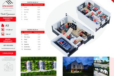 Rzut - Dom na sprzedaż 4 pokoje o powierzchni 117,8 m² - numer A3 w Osiedle Cynamonowe