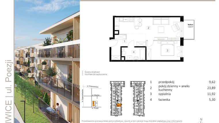 Rzut - Mieszkanie na sprzedaż 2 pokoje o powierzchni 50,89 m² - numer A.27 w Poezji