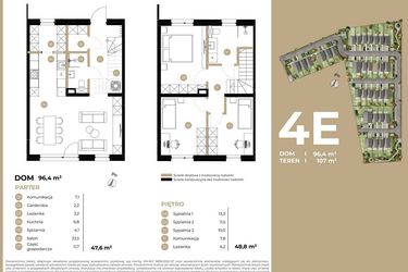 Rzut - Dom na sprzedaż 4 pokoje o powierzchni 96,4 m² - numer 4E w Kasprowicza 4 etap II