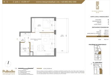 Rzut - Mieszkanie na sprzedaż 2 pokoje o powierzchni 40,93 m² - numer B-5 w Cieszyńska 9 budynek B i C