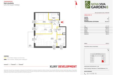 Rzut - Mieszkanie na sprzedaż 3 pokoje o powierzchni 60,55 m² - numer 98 w Nova Viva Garden 8
