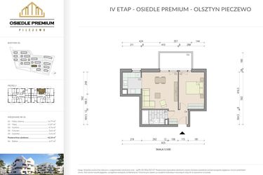 Rzut - Mieszkanie na sprzedaż 2 pokoje o powierzchni 41,54 m² - numer B1.18 w Osiedle Premium etap IV
