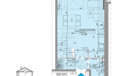 Rzut - Dom na sprzedaż 3 pokoje o powierzchni 68,42 m² - numer 21B w Osiedle Słoneczne etap III