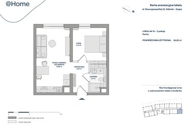 Rzut - Mieszkanie na sprzedaż 2 pokoje o powierzchni 38,82 m² - numer 10 w AtHome - Apartamenty inwestycyjne